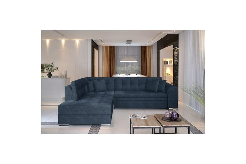 Hörnsoffa Eltap Pieretta 260x207x78 cm - Omega 86, Blå, Vänster - Möbler - Soffa - Bäddsoffa