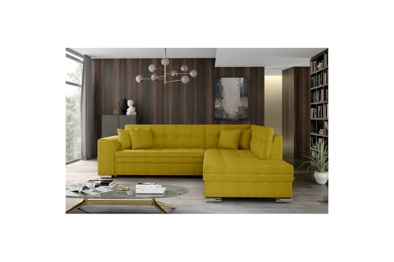 Hörnsoffa Eltap Pieretta 260x207x78 cm, Omega 68, Gul, Höger