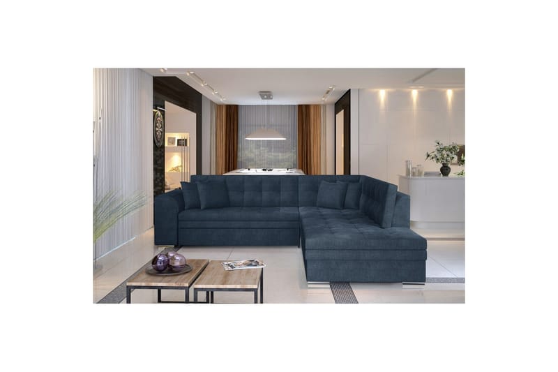 Hörnsoffa Eltap Pieretta 260x207x78 cm - Omega 86, Blå, Höger - Möbler - Soffa - Bäddsoffa