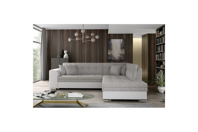 Hörnsoffa Eltap Pieretta 260x207x78 cm - Berlin 01, Soft 17, Grå, Vit, Höger - Möbler - Soffa - Bäddsoffa