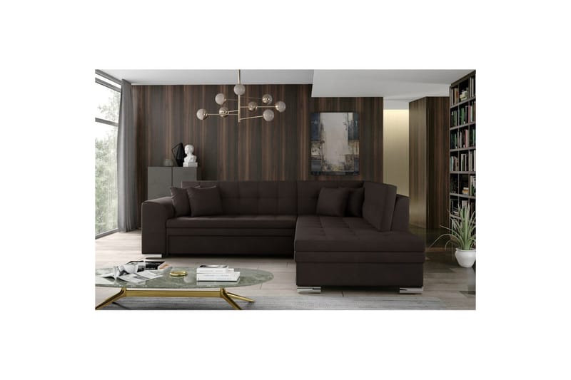Hörnsoffa Eltap Pieretta 260x207x78 cm - Jasmine 29, Brun, Höger - Möbler - Soffa - Bäddsoffa