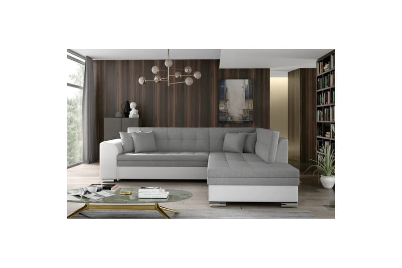 Hörnsoffa Eltap Pieretta 260x207x78 cm - Sawana 21, Soft 17, Grå, Vit, Höger - Möbler - Soffa - Bäddsoffa