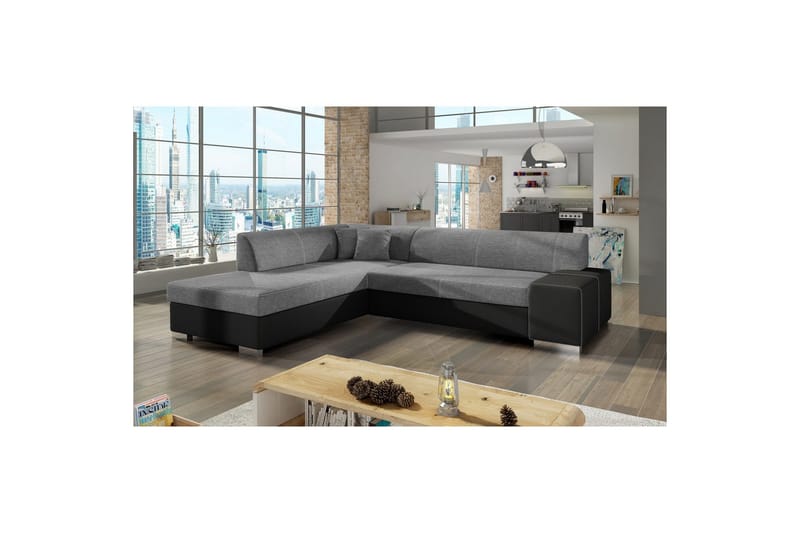 Hörnsoffa Eltap Porto 278x217x74 cm - Sawana 21, Soft 11, Grå, Svart, Vänster - Möbler - Soffa - Bäddsoffa