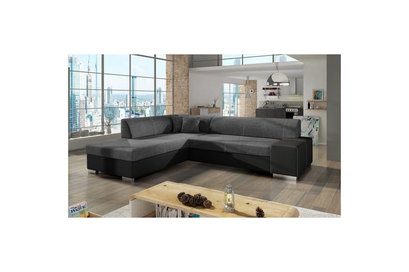 Hörnsoffa Eltap Porto 278x217x74 cm - Sawana 05, Soft 11, Grå, Svart, Vänster - Möbler - Soffa - Bäddsoffa