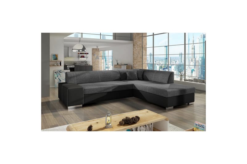 Hörnsoffa Eltap Porto 278x217x74 cm, Sawana 05, Soft 11, Grå, Svart, Höger