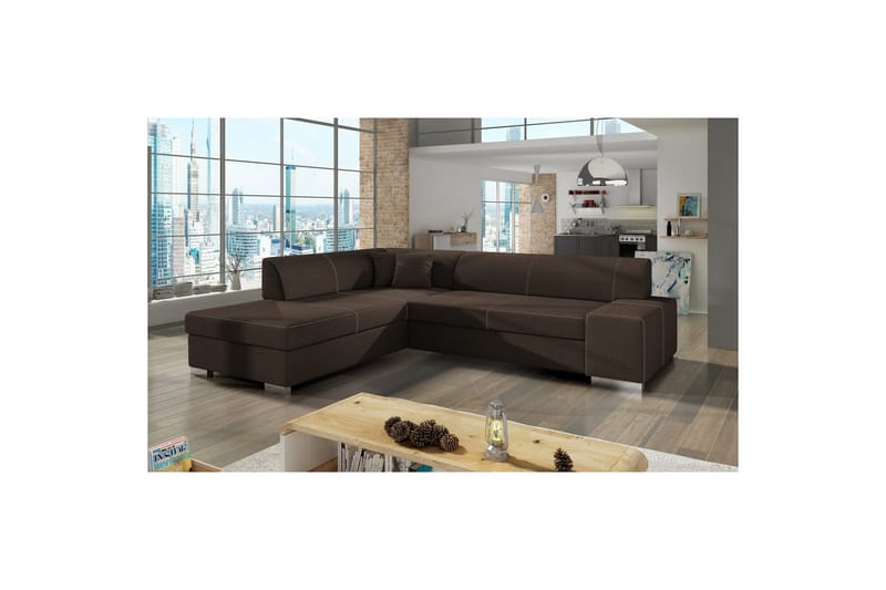 Hörnsoffa Eltap Porto 278x217x74 cm, Sawana 26, Brun, Vänster