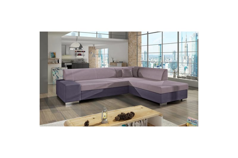 Hörnsoffa Eltap Porto 278x217x74 cm - Soro 61, Soro 65, Rosa, Lila, Höger - Möbler - Soffa - Bäddsoffa
