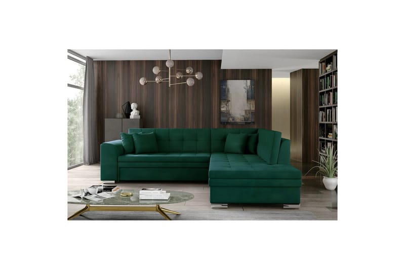 Hörnsoffa Eltap Pieretta 260x207x78 cm - Monolith 37, Grön, Höger - Möbler - Soffa - Bäddsoffa