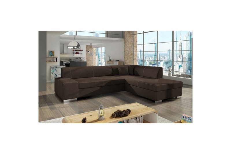 Hörnsoffa Eltap Porto 278x217x74 cm - Sawana 26, Brun, Höger - Möbler - Soffa - Bäddsoffa