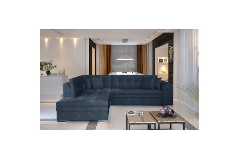 Hörnsoffa Eltap Pieretta 260x207x78 cm - Omega 86, Blå, Vänster - Möbler - Soffa - Bäddsoffa