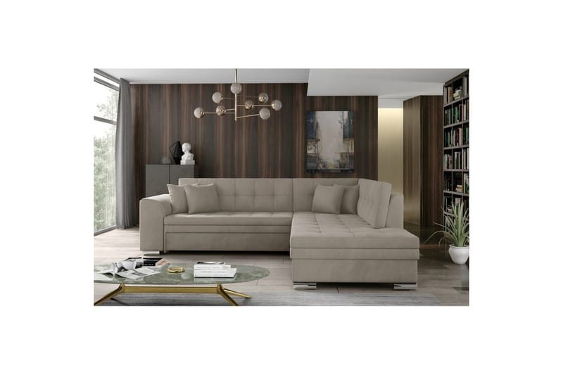 Hörnsoffa Eltap Pieretta 260x207x78 cm - Paros 02, Beige, Höger - Möbler - Soffa - Bäddsoffa