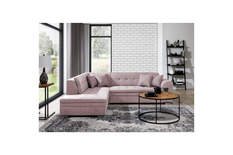 Hörnsoffa Eltap Pieretta 260x207x78 cm - Soro 61, Rosa, Vänster - Möbler - Soffa - Bäddsoffa
