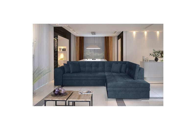 Hörnsoffa Eltap Pieretta 260x207x78 cm - Omega 86, Blå, Höger - Möbler - Soffa - Bäddsoffa