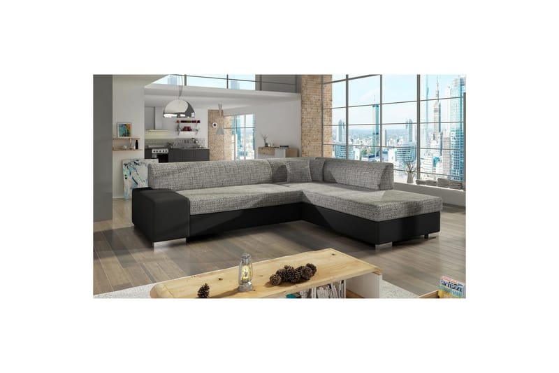 Hörnsoffa Eltap Porto 278x217x74 cm - Berlin 01, Soft 11, Grå, Svart, Höger - Möbler - Soffa - Bäddsoffa
