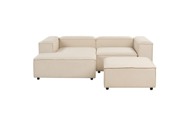 Hörnsoffa (H) med fotpall Ardal Beige/svart, Beige/svart