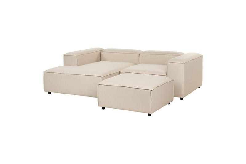 Hörnsoffa (H) med fotpall Ardal Beige/svart - Beige/svart - Möbler - Soffa - Soffgrupp