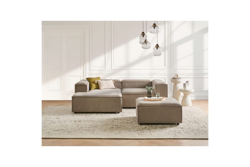 Hörnsoffa (H) med fotpall Ardal Taupe/svart - Taupe/svart - Möbler - Soffa - Bäddsoffa