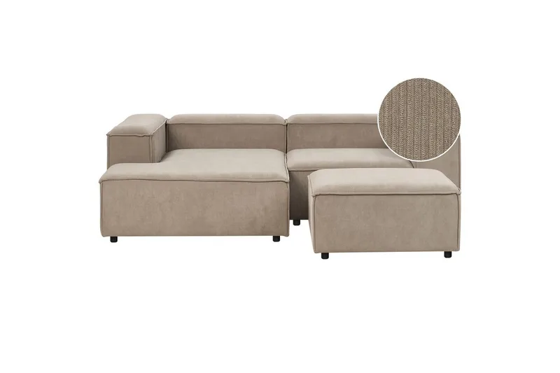 Hörnsoffa (H) med fotpall Ardal Taupe/svart, Taupe/svart