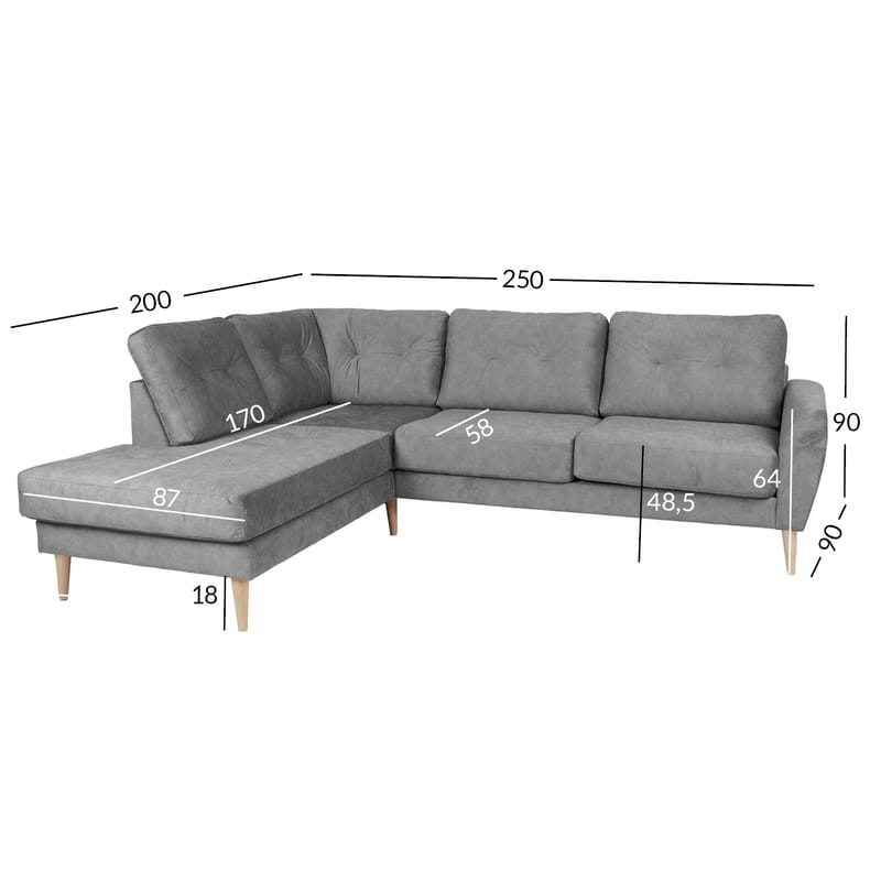 Hörnsoffa Ivarby Vänster - grå - Möbler - Soffa - Hörnsoffa