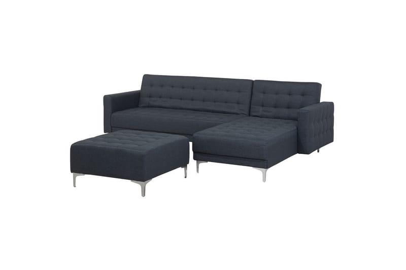Hörnsoffa med fotpall Aberdeen Grå/Silver, Vänstervänd - Grå/Silver, Vänstervänd - Möbler - Soffa - Biosoffa & reclinersoffa