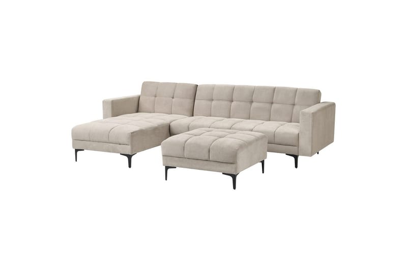 Hörnsoffa med fotpall Alnes Beige/svart, Högervänd - Beige/svart, Högervänd - Möbler - Soffa - Soffgrupp