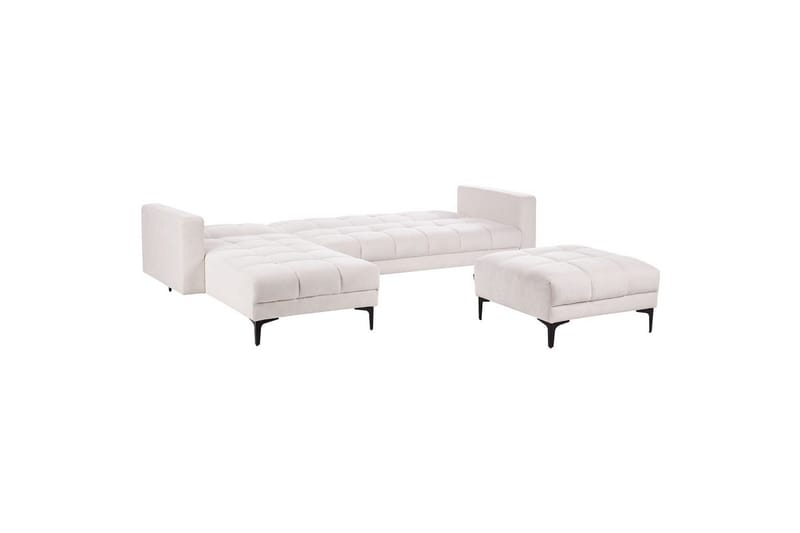 Hörnsoffa med fotpall Alnes Off-white /Svart, Högervänd - Off-white /Svart, Högervänd - Möbler - Soffa - Soffgrupp