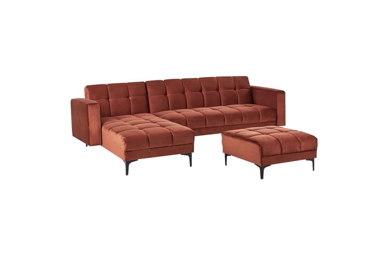 Hörnsoffa med fotpall Alnes Röd/Svart, Symmetrisk - Röd/Svart, Symmetrisk - Möbler - Soffa - Soffgrupp