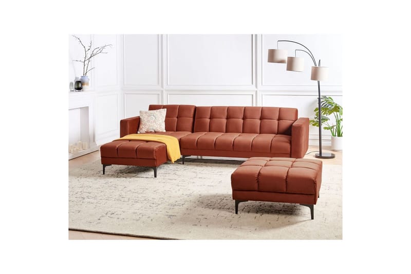 Hörnsoffa med fotpall Alnes Röd/Svart, Symmetrisk - Röd/Svart, Symmetrisk - Möbler - Soffa - Soffgrupp