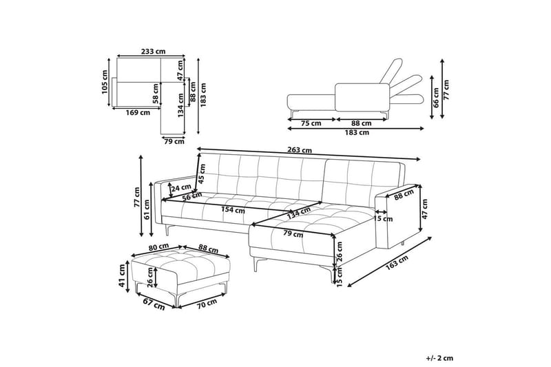 Hörnsoffa med fotpall Alnes Röd/Svart, Vänstervänd - Röd/Svart, Vänstervänd - Möbler - Soffa - Soffgrupp