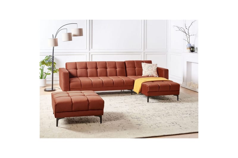 Hörnsoffa med fotpall Alnes Röd/Svart, Vänstervänd - Röd/Svart, Vänstervänd - Möbler - Soffa - Soffgrupp