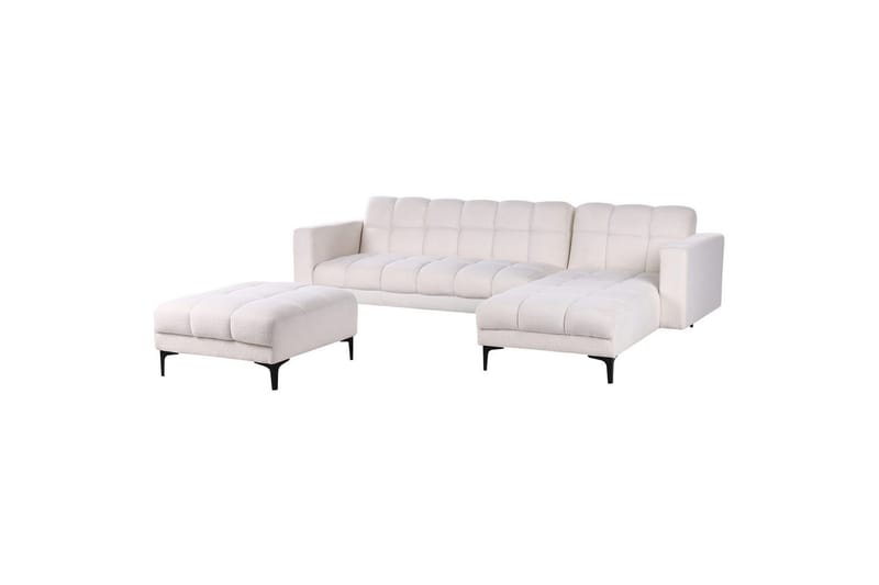 Hörnsoffa med fotpall Alnes Vit/Svart, Vänstervänd - Vit/Svart, Vänstervänd - Möbler - Soffa - Soffgrupp
