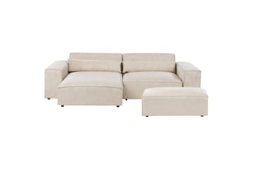 Hörnsoffa med fotpall Hellnar Beige, Högervänd