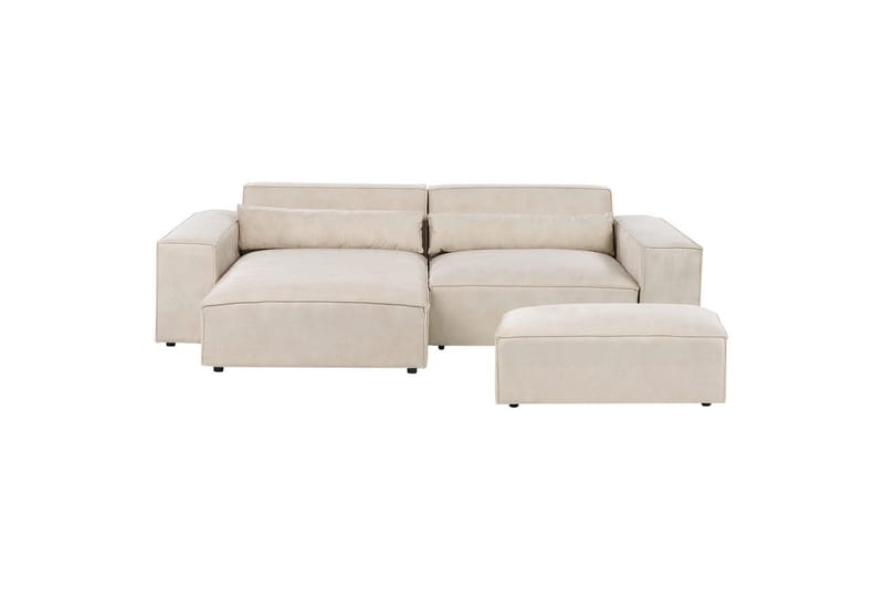 Hörnsoffa med fotpall Hellnar Beige, Högervänd - Beige, Högervänd - Möbler - Soffa - Divansoffor & schäslongsoffa