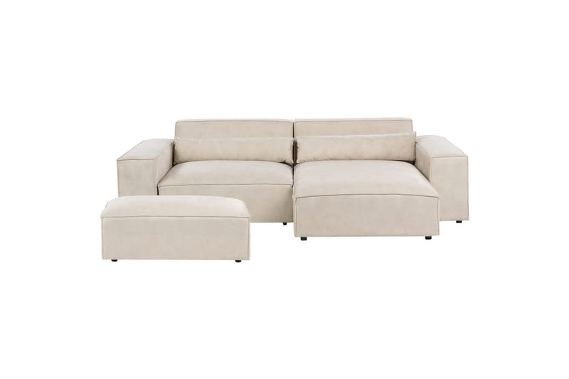 Hörnsoffa med fotpall Hellnar Beige, Vänstervänd - Beige, Vänstervänd - Möbler - Soffa - Divansoffor & schäslongsoffa
