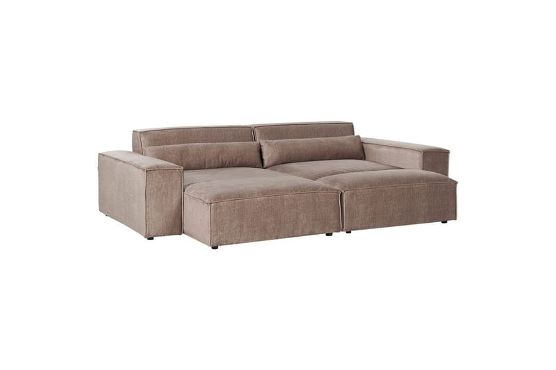 Hörnsoffa med fotpall Hellnar Brun, Högervänd - Brun, Högervänd - Möbler - Soffa - Divansoffor & schäslongsoffa