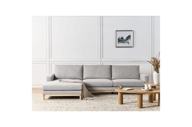 Hörnsoffa Siggard Grå, ljust trä - Grå, ljust trä - Möbler - Soffa - Soffgrupp