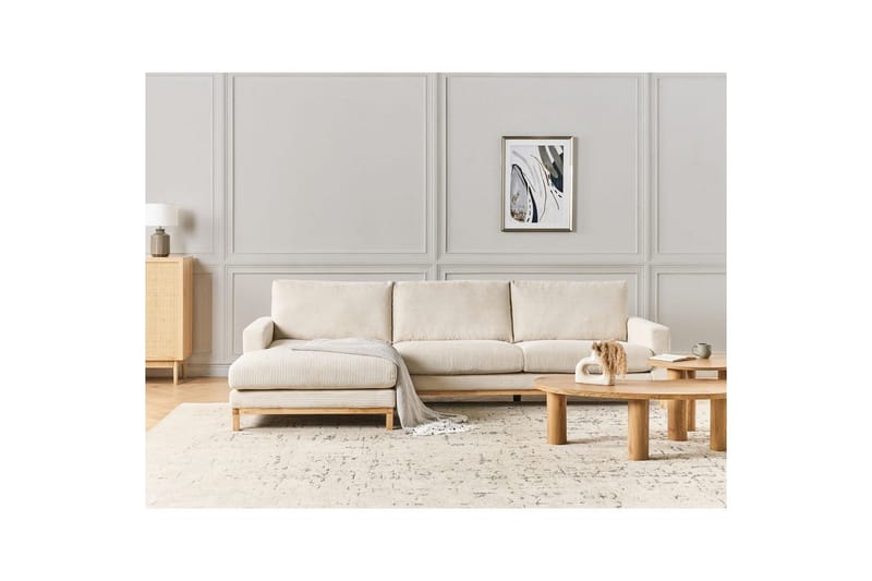 Hörnsoffa Siggard Ljusbeige, ljust trä - Ljusbeige, ljust trä - Möbler - Soffa - Soffgrupp