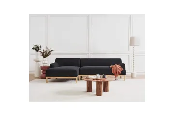 Hörnsoffa Sosjo Svart, ljust trä, Högervänd - Svart, ljust trä, Högervänd - Möbler - Soffa - Divansoffor & schäslongsoffa