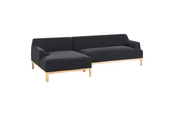 Hörnsoffa Sosjo Svart, ljust trä, Högervänd - Svart, ljust trä, Högervänd - Möbler - Soffa - Divansoffor & schäslongsoffa