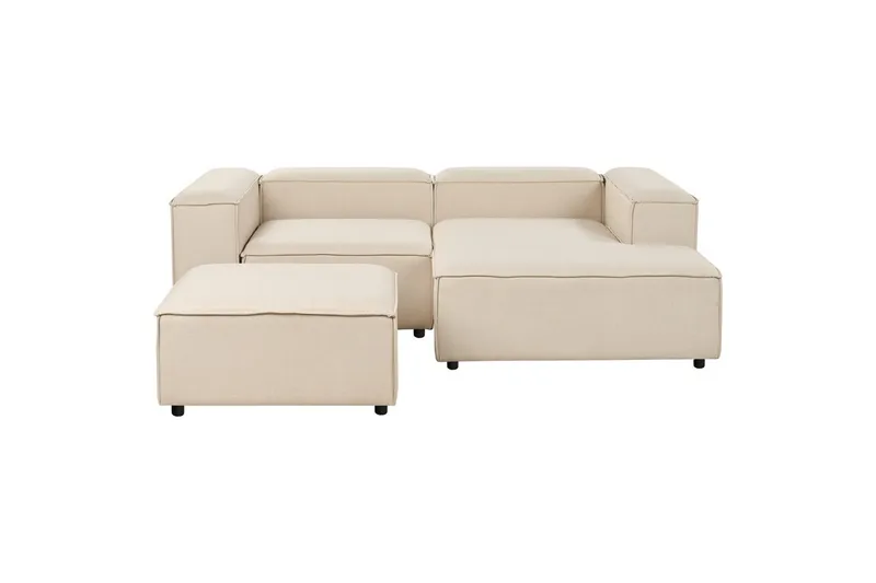 Hörnsoffa (V) med fotpall Ardal Beige/svart, Beige/svart