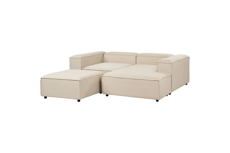 Hörnsoffa (V) med fotpall Ardal Beige/svart - Beige/svart - Möbler - Soffa - Soffgrupp