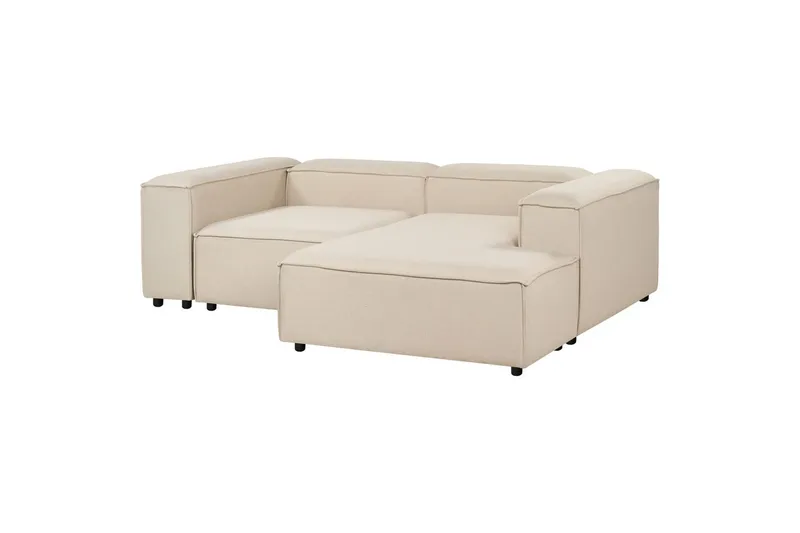 Hörnsoffa (V) med fotpall Ardal Beige/svart - Beige/svart - Möbler - Soffa - Soffgrupp