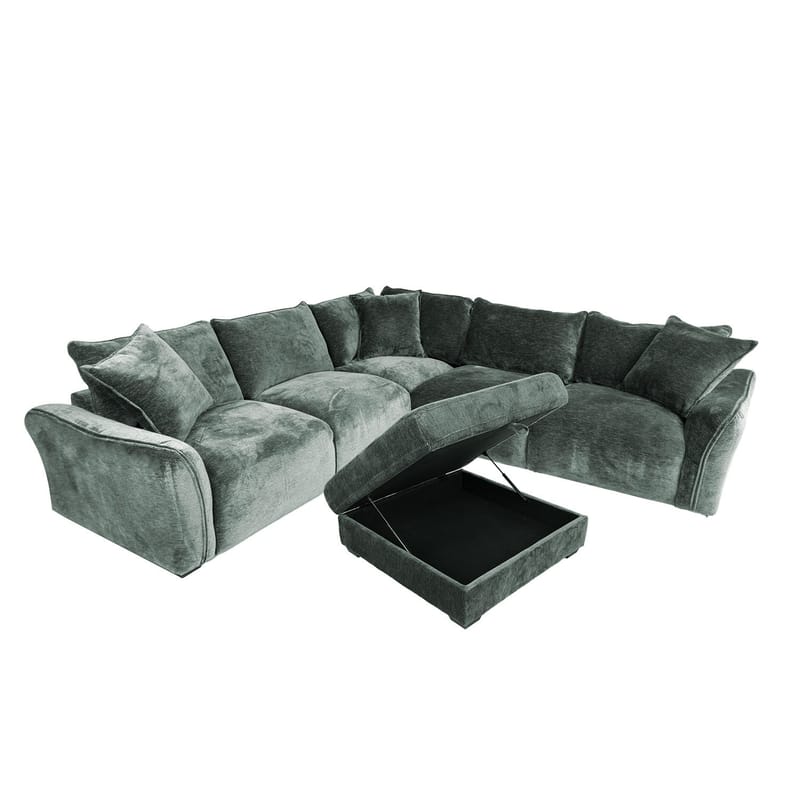 Hörnsoffa/ottoman Denvi - mintgrön - Möbler - Soffa - Hörnsoffa