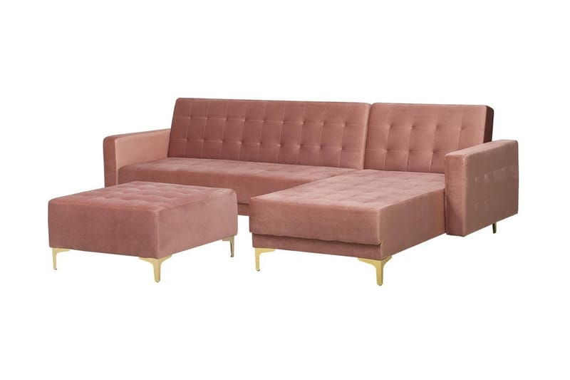Aberdeen Hörnbäddsoffa med Fotpall - Rosa - Möbler - Soffa - Bäddsoffa