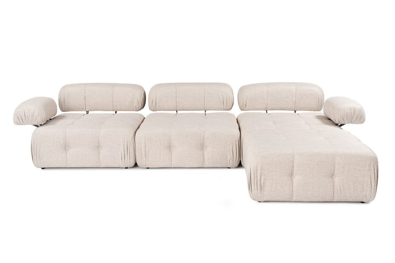 Belgin Bubblig Hörnsoffa 3-sits med utfällbara armstöd och ryggstöd - Ljusbrun - Möbler - Soffa - Divansoffor & schäslongsoffa