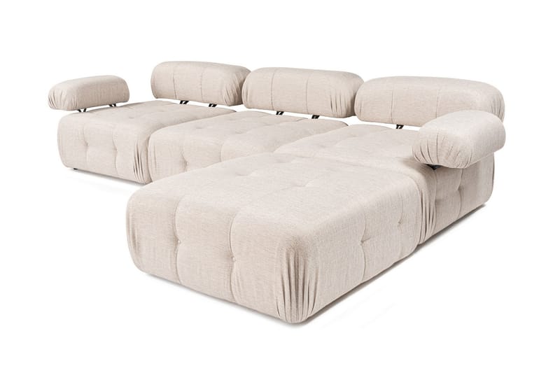 Belgin Bubblig Hörnsoffa 3-sits med utfällbara armstöd och ryggstöd - Ljusbrun - Möbler - Soffa - Divansoffor & schäslongsoffa