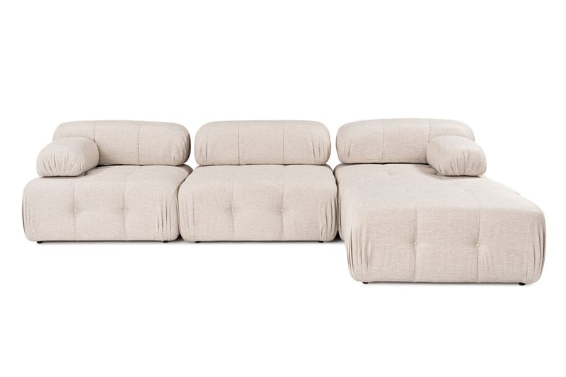 Belgin Bubblig Hörnsoffa 3-sits med utfällbara armstöd och ryggstöd - Ljusbrun - Möbler - Soffa - Divansoffor & schäslongsoffa