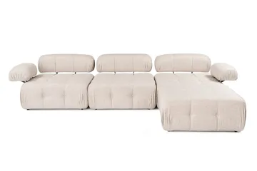 Belgin Bubblig Hörnsoffa 3-sits med utfällbara armstöd och ryggstöd - Ljusbrun - Möbler - Soffa - Modulsoffor - Komplett modulsoffa
