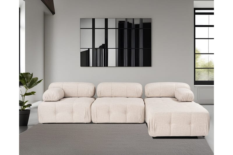 Belgin Bubblig Hörnsoffa 3-sits med utfällbara armstöd och ryggstöd - Ljusbrun - Möbler - Soffa - Modulsoffor - Komplett modulsoffa