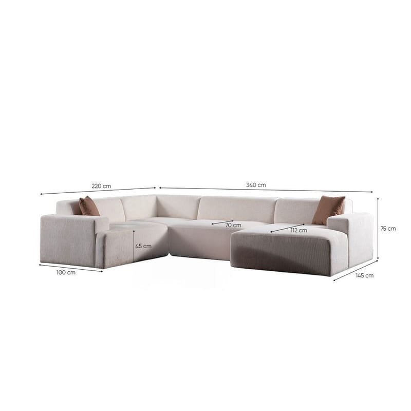 Branorin 5-sits Hörnsoffa med Divan - Brun/Vit - Möbler - Soffa - Modulsoffor - Komplett modulsoffa